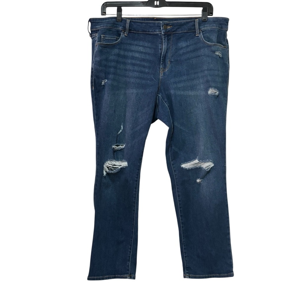 Old Navy Mid-Rise Power Slim Straight Blue Distressed Jeans Women’s Size 20